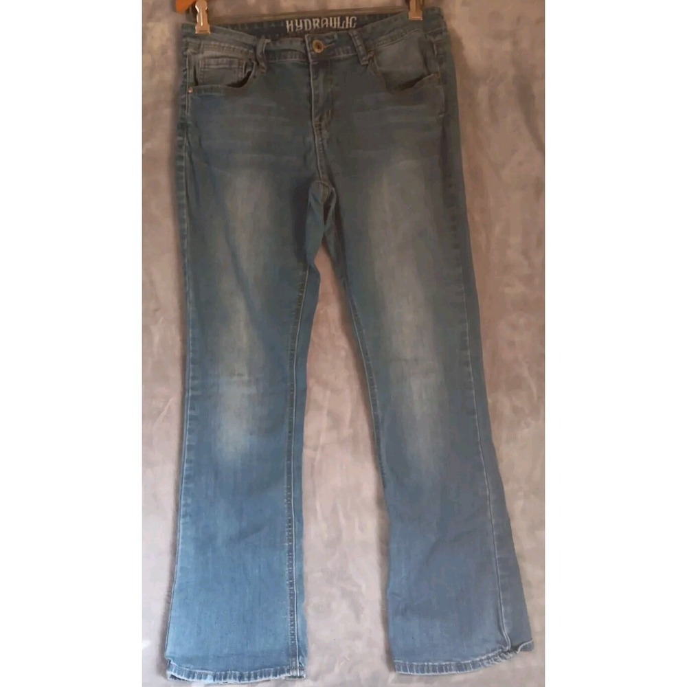 Hydraulic Jeans Womens 11 Lola Curvy Slim Boot‎ Stretch Embroidered Crosses READ - Picture 4 of 9